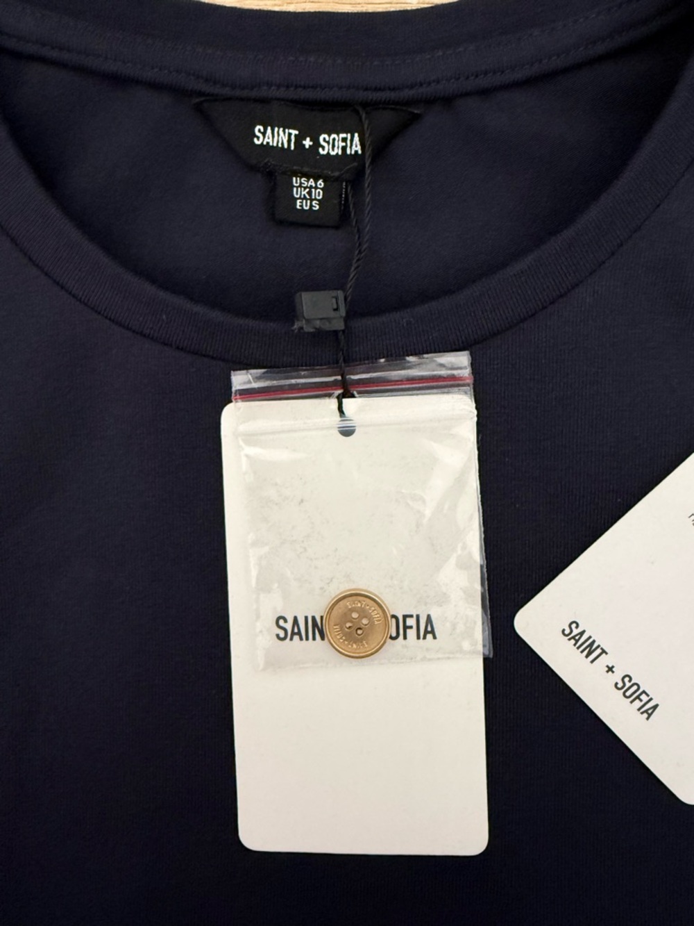 Saint + Sofia Easy Organic Cotton T-Shirt Midi Dress Blue Navy Size 6 - Picture 8 of 9